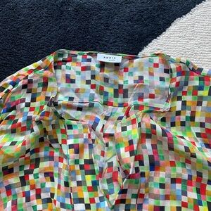 Colourful Akris Punto Blouse with Ruffle Sleeve - US 14 🌈